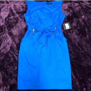 Ellen Tracy Cobalt Blue, Belted, A-Line Dress